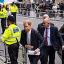 Prince Harry, Duke of Sussex, arrives to give evidence at the Mirror Group Phone hacking trial at the Rolls Building at High Court on June 7, 2023 in London, England. (Credit - Getty 