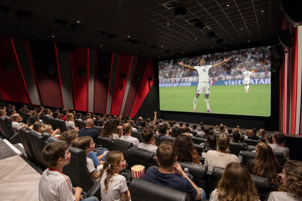 Englands Viertelfinale wird im Arc Cinema Daventry auf der Großleinwand ...