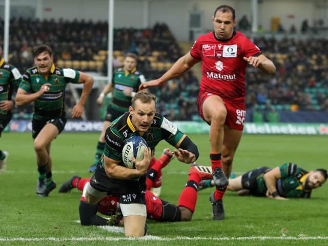 Rory Hutchinson scored Saints' only try against Lyon in November