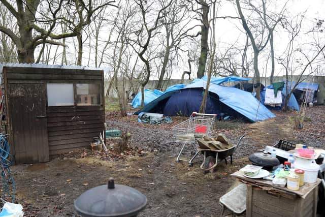 The number of people sleeping on the streets in the county has risen hugely in recent years. This is a makeshift camp set up in Corby woodland.