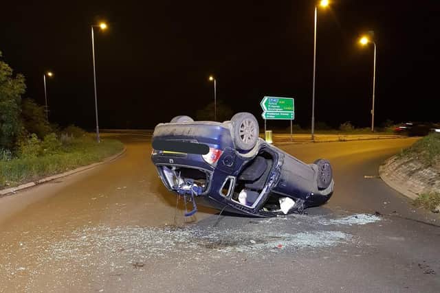The driver escaped with minor injures from this crash on the A43. Photo: Northamptonshire Police