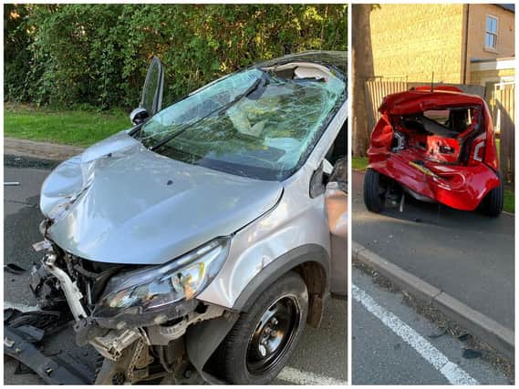 The driver of the silver Peugeot escaped serious injury. Photo: Northamptonshire Police