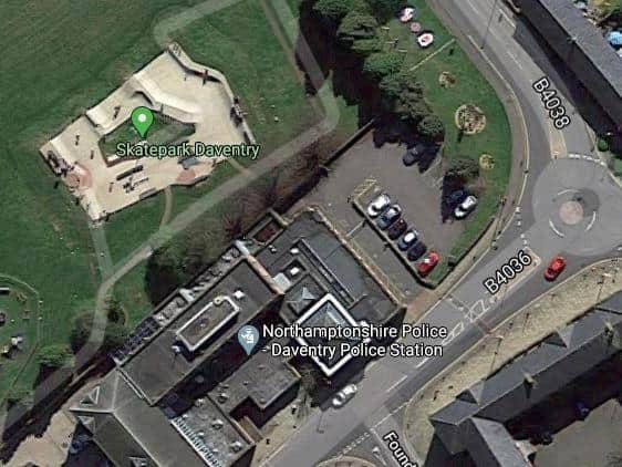 The 15-year-old was attacked in Daventry's skatepark just yards from the town's police station