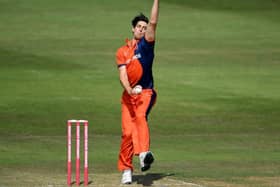Northants bowler Brandon Glover in action for the Netherlands