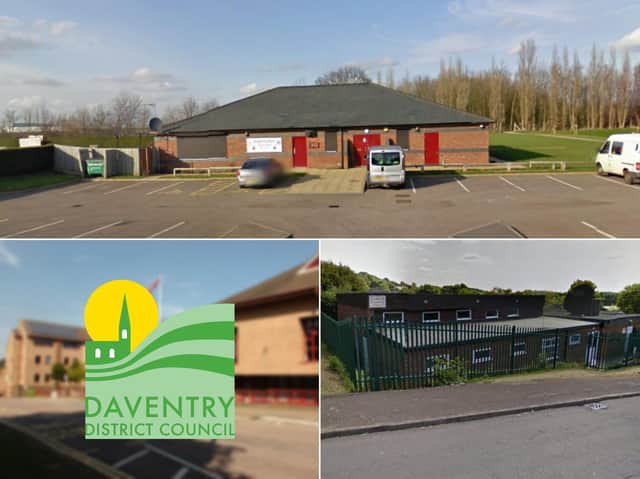 Daventry District Council is considering transferring three community centres over to the town council, including Mayfield Park (top) and Southbrook Community Centre (bottom right).