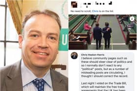 MP for Daventry Chris Heaton-Harris defended his voting record on the Trade Bill in a post to a community Facebook page.