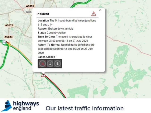 Highways England is warning of delays on the M1 on Monday morning