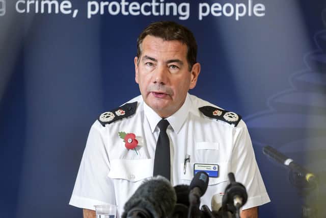 Chief Constable of Northamptonshire Police, Nick Adderley, addresses the media during a press conference about the Harry Dunn scandal in October, 2019