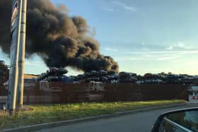 A large fire has broken out at Intapart scrapyard on London Road, Daventry. Photo: Judy Mansfield