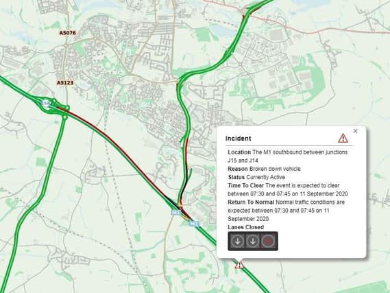 Highways England say traffic is queuing on the M1 and on the A45 approaching Junction 15