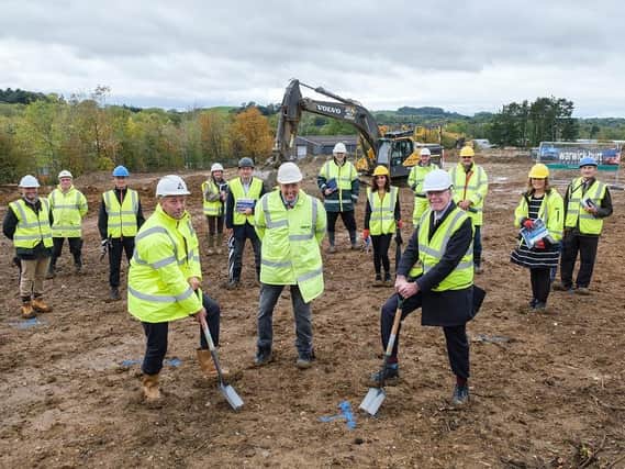 Ground-breaking ceremony at Signal Park, Daventry. (L-R at the front) Claymore Investments director Neal Shegog, Daventry district councillor Chris Millar and SEMLEP chairman Peter Horrocks