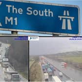 Highways England traffic cameras showed the queues behind a lane closure following smash on the M1 on Wednesday lunchtime