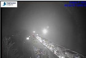 Highways England jam cams showed queues heading south on the M1 on Wednesday morning