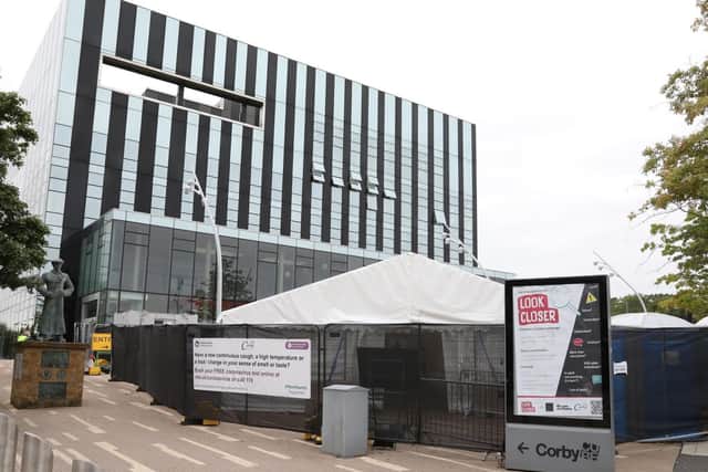 Corby's testing centre at James Ashworth VC Square remained closed on safety grounds on Tuesday morning