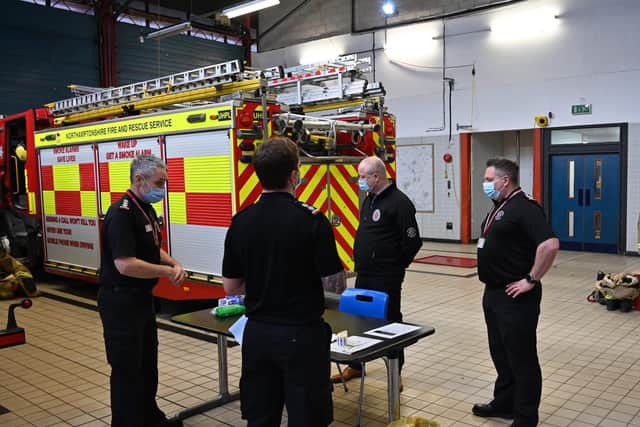 Firefighters on duty take a rapid lateral flow test – a nose and mouth swab - at the station on their first day and first night of duty. The test takes 30 minutes to process, which is done by the watch manager.