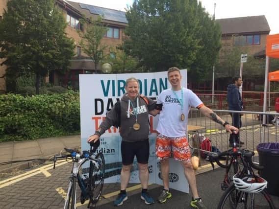 Shaun Higgs, co-owner of Sheaf Street Health Store and Tom Welch, marketing manager for Viridian Nutrition, at the 2019 event.