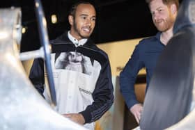 Prince Harry and Lewis Hamilton at The Silverstone Experience