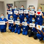 Staff at Northampton General get their "stay at home" message across