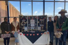 Team Hanabi from Kingsthorpe College with their trade stall at Swansgate Shopping Centre in Wellingborough in February. Photo: Young Enterprise