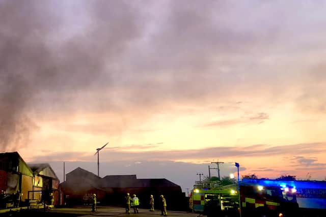 Smoke filled the sky over Long Buckby as firefighters dealt with a barn blaze last night