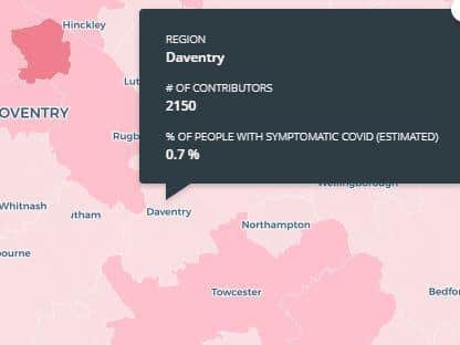 The new app shows how many users in Daventry have Covid-19 symptoms