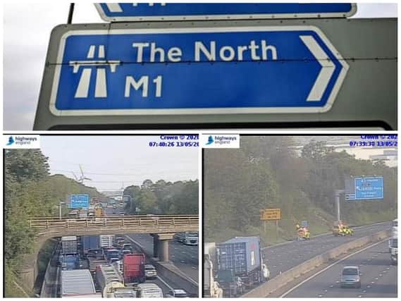 Queues on the M1 on Wednesday morning caused by cows on the carriageway