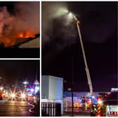 Firefighters battle the blaze in Blisworth on Saturday night. Photos: Jenson Houghton / JEV Productions