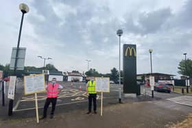 Sixfields drive-thru at the reopening this morning (Wednesday)