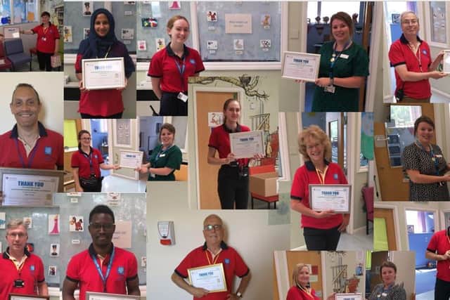 The hospital created collages of the inspirational volunteers