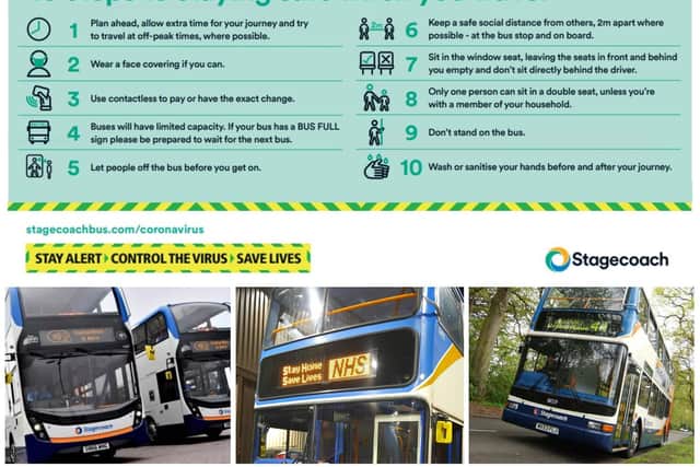 Stagecoach issued a guide to staying safe on board .. although face coverings will be compulsory from next week