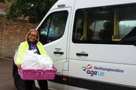 Annika pictured before heading out to deliver groceries to Age UK's elderly clients.