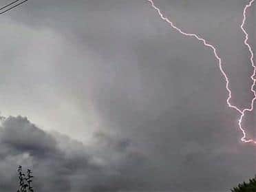Chron reader Jordan Denton took this dramatic photo of lightning over the county last night