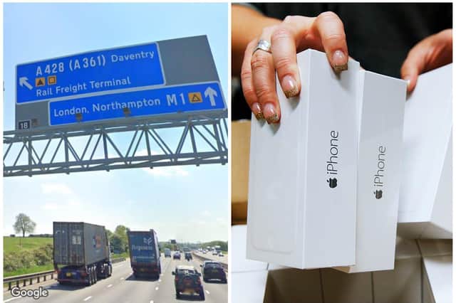Thieves unloaded £5million-worth of Apple gadgets after tricking a truck driver into stopping on the M1
