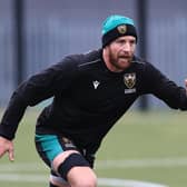 Tom Wood during Saints' training session at the University of Northampton on Tuesday