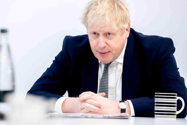 Boris Johnson at the Chronicle & Echo office on January 6, 2022. Photo: Kirsty Edmonds.
