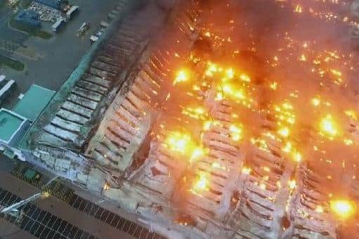 The Drayton Fields industrial fire in 2018, one of many blazes Norm James helped put out