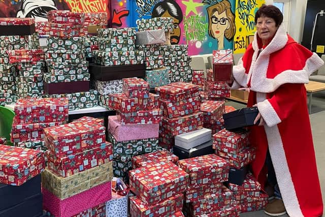 Jeanette also filled hundreds of shoe boxes with gifts for care leavers