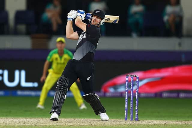 Jimmy Neesham in action for New Zealand against Australia in the final of the ICC World T20 in October
