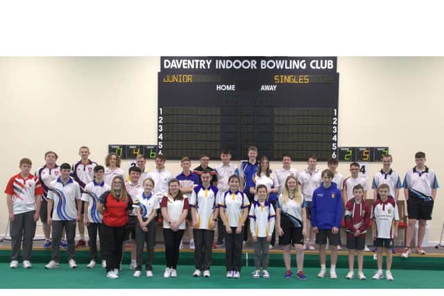 The young bowlers line up for the camera at the Daventry tournament
