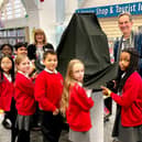 Children from Abington Vale Primary School helped with the unveiling at Northampton Central Library