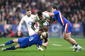 Courtney Lawes in action against France