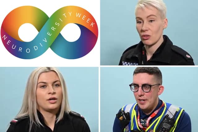 Supt Sarah Johnson, firefighter Sophie Newnes and PCSO Kev Rowlatt talk about their experiences in the enlightening video made to coincide with Neurodiversity Awareness Week