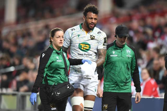 Courtney Lawes suffered a thumb injury against Gloucester
