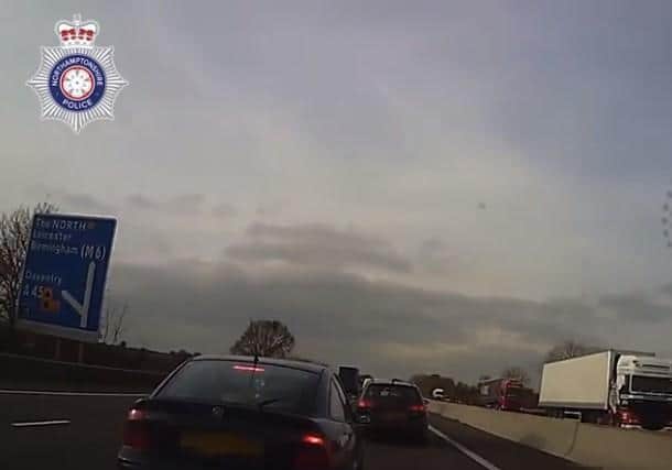 One vehicle started swapping lanes on the M1 near Daventry — then slammed on its brakes