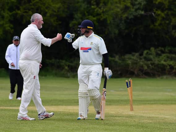 Cogenhoe IIs' Matt Irons sees the funny side after he is dismissed in his team's loss to Obelisk (Pictures: Jamie Brown)