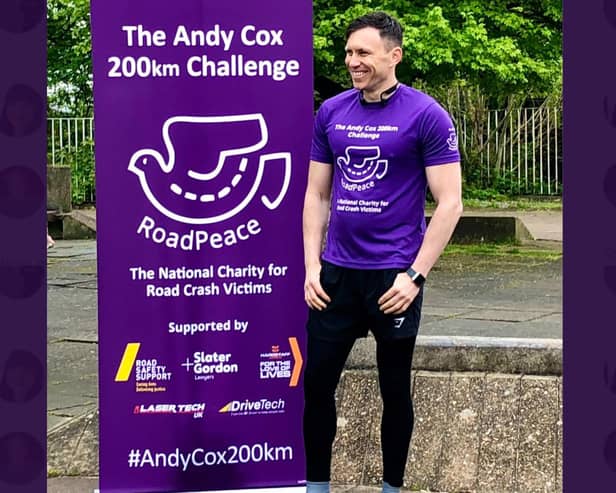 Former Northants Police detective Andy Cox is stopping off at Towcester on his 200km charity run.