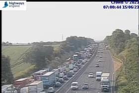Traffic is trailing back on the M1 southbound following a smash near junction 15A