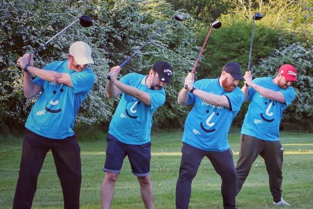 (L-R) Rich Maber, Matt Avery, Ross Horne and Dan Maber played 15 straight hours of golf at Cold Ashby Golf Centre for Parkinson's UK's Par for Parkinson's campaign on June 27, raising more than £1,800