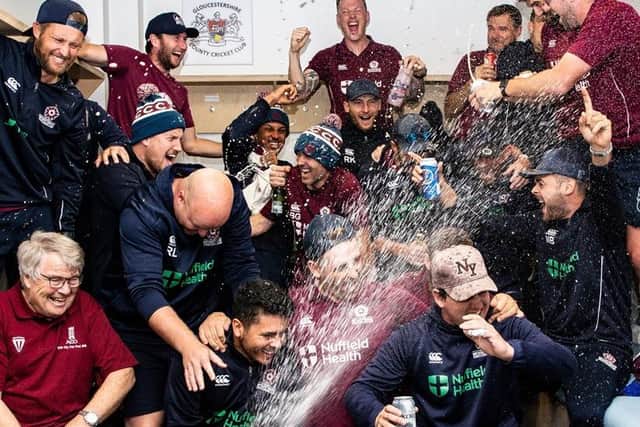 Northants celebrate their promotion from division two in September, 2019