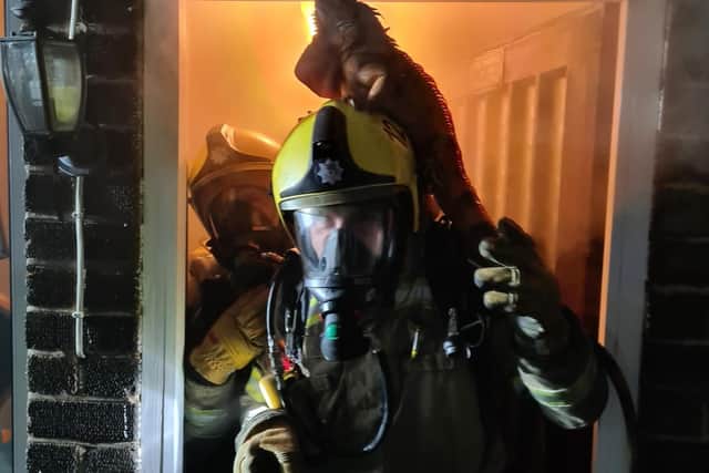 Doris made headlines after catching a lift from a firefighter out of a blazing house in Corby